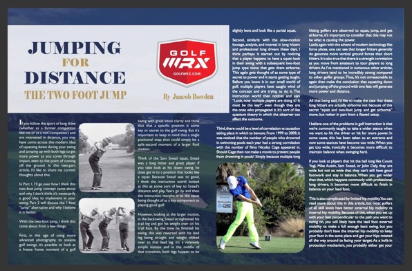 Jaacob's GolfWRX article Jumping for Distance The Two Foot Jump was reprinted in the MAPGA e-magazine The Professional