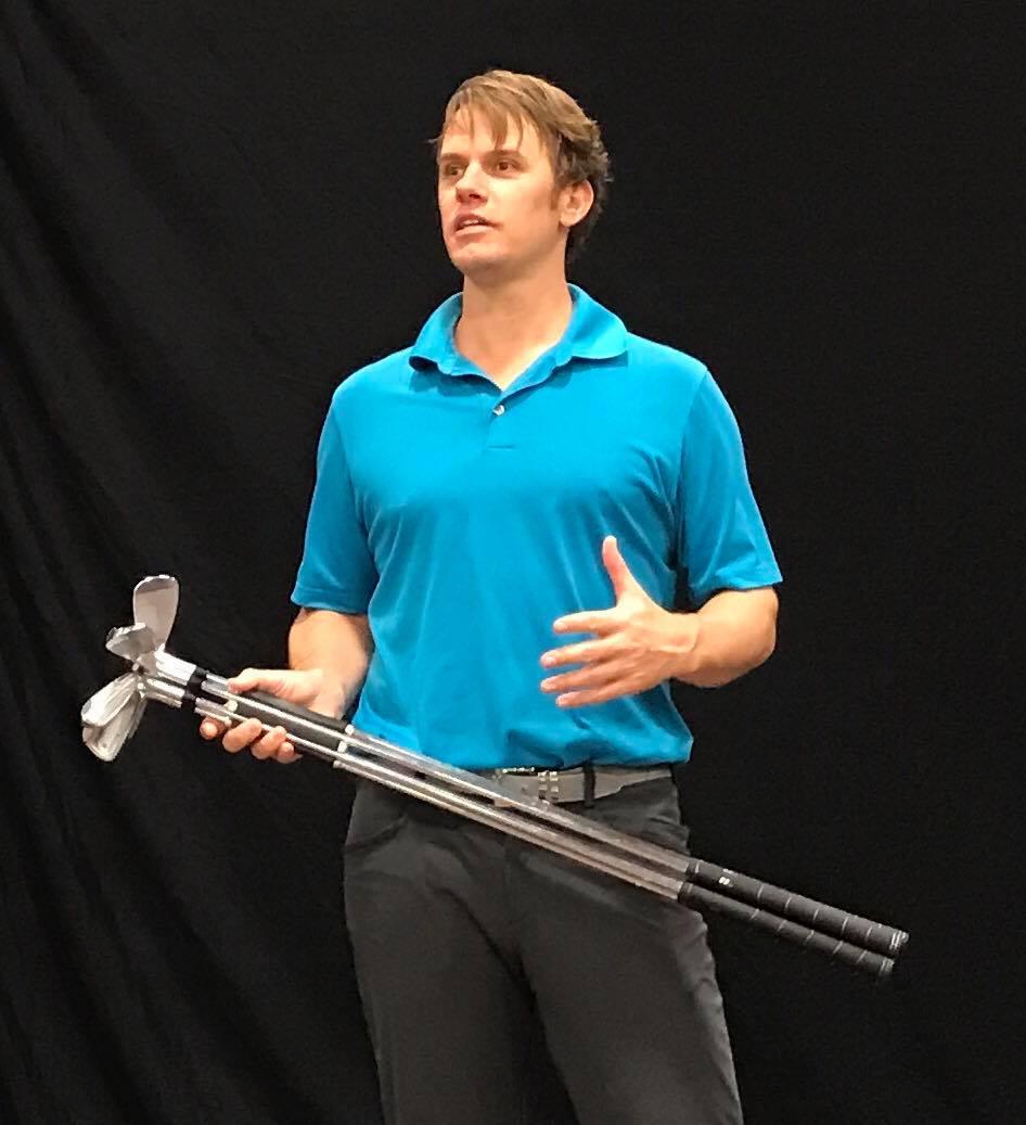 Jaacob Bowden presents about Sterling Irons® single length irons on the celebrity stage at the Washington Golf & Travel Show