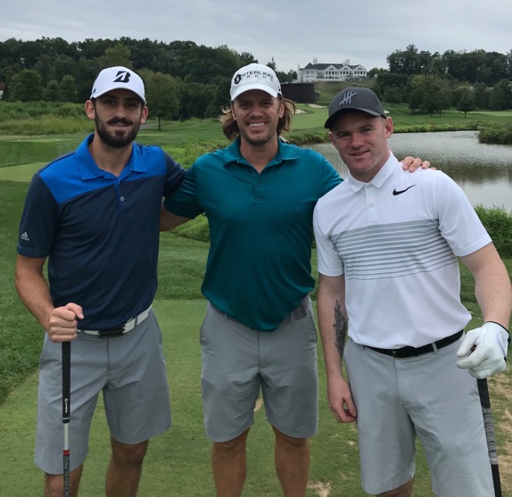 Steven Birnbaum, Jaacob Bowden, and Wayne Rooney play golf at Trump National Golf Club in preparation for Jaacob's 2020 PGA Championship Qualifier