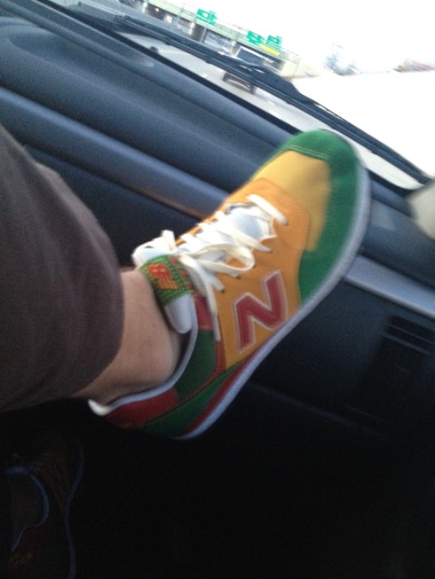 Jaacob Bowden got some colorful New Balance 574s for his birthday